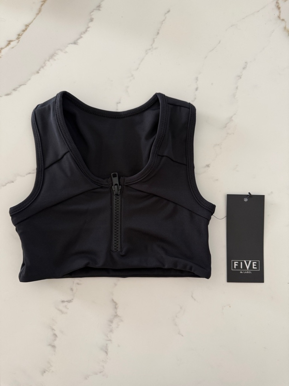 FIVE the label Black Zip-Front Girls' Athletic Tank Top